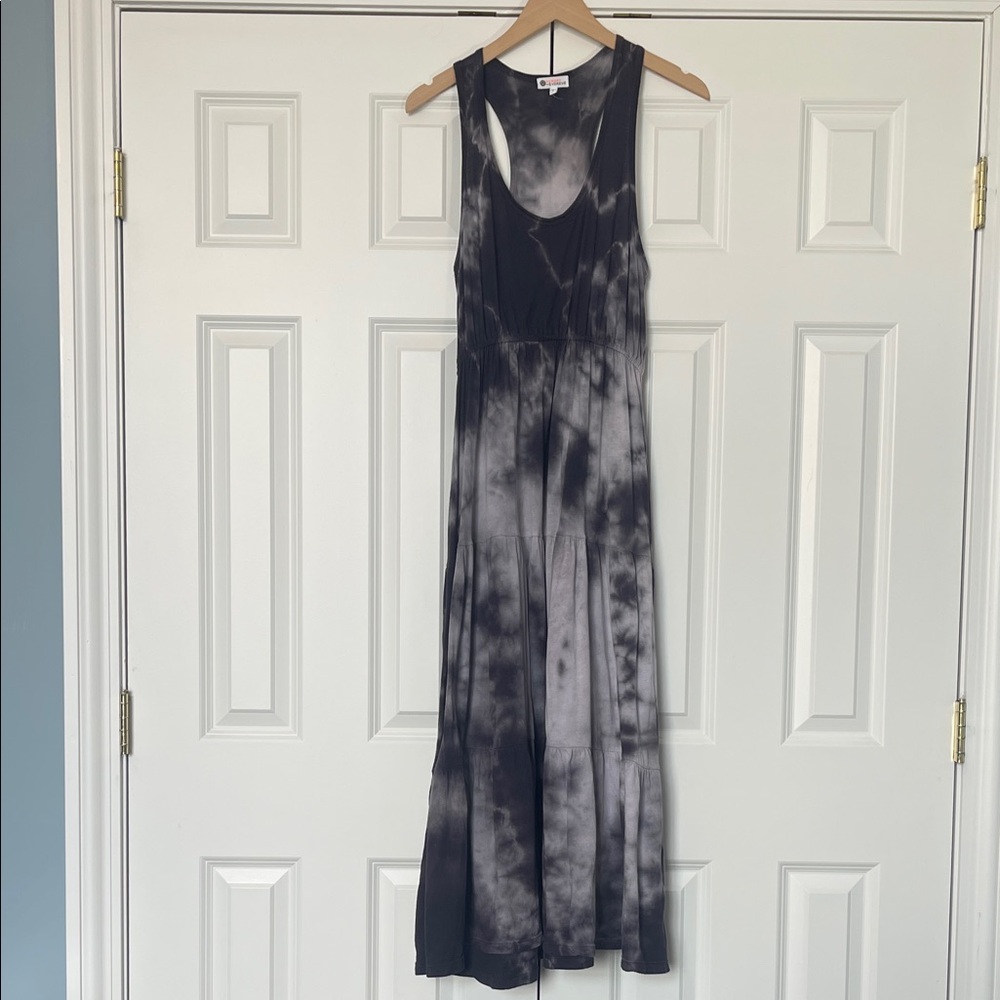 Sundry for Evereve Purple and Gray Tie-Dye Midi Dress - Picture 3 of 9